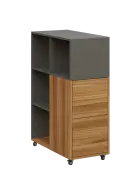 AERO 32 P kancelářská skříň, 2-dveřová/4 niky, pravá, 1100x400x800, kolečka, lávově šedá/ořech světl